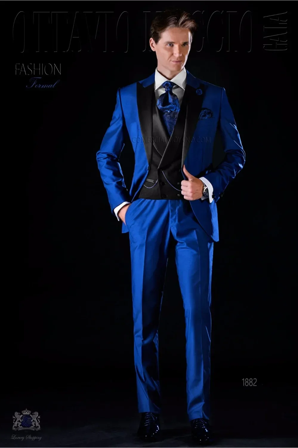 

Мужской Атласный Костюм, темно-синий двубортный деловой Блейзер, индивидуальный облегающий костюм из 3 предметов, итальянский смокинг, 2024
