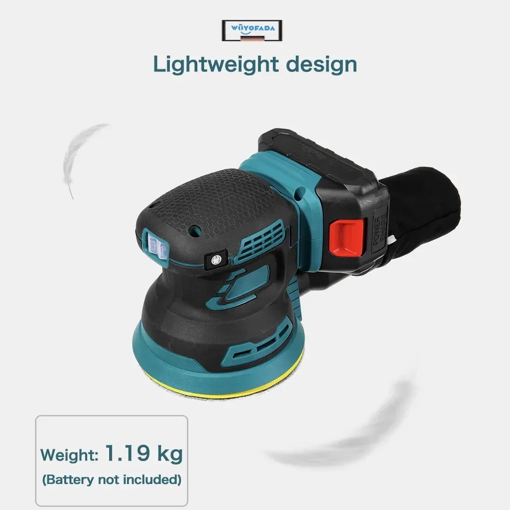 125MM Cordless Random-Orbital Electric Sander 3 Sandpaper Wood Grinder Polishing Machine Makita Batterry (No Battery) electric sander cordless sander cordless grinder