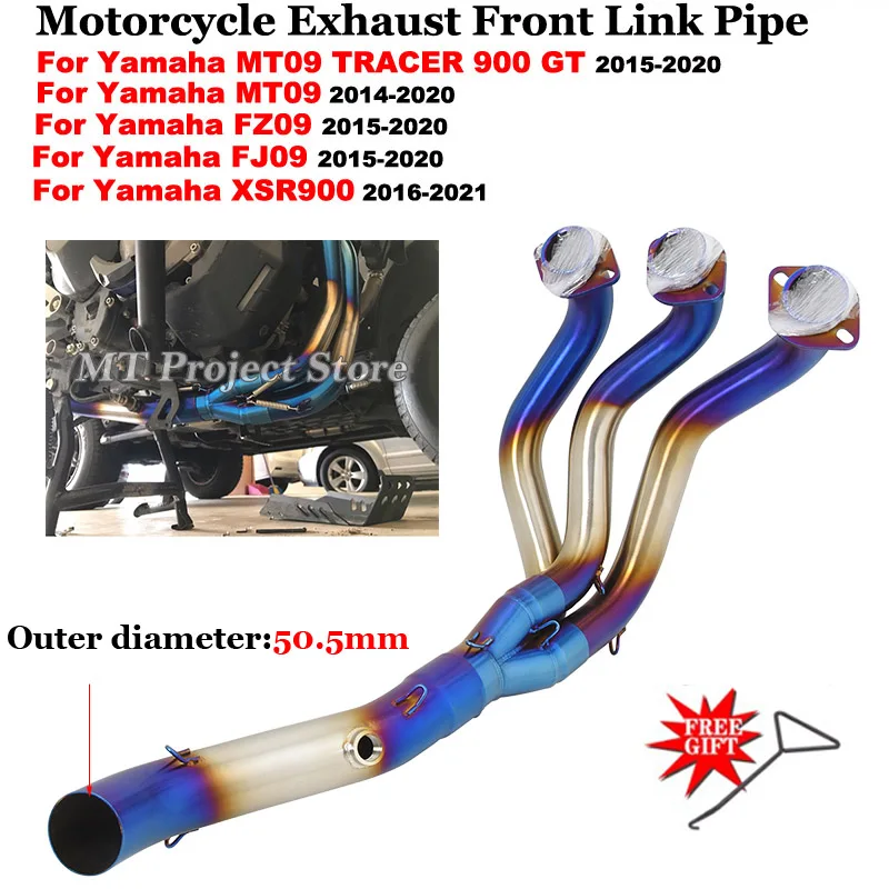 

For Yamaha FJ09 MT MT09 TRACER 900 GT MT-09 FZ-09 XSR900 2014 - 2021 Full Motorcycle Exhaust System 51mm Front Middle Link Pipe
