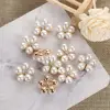 DIY 10pcs/set Flower Rhinestones Buttons Pearl button wedding decoration Diy Alloy  Cryustal Bow Accessories 1