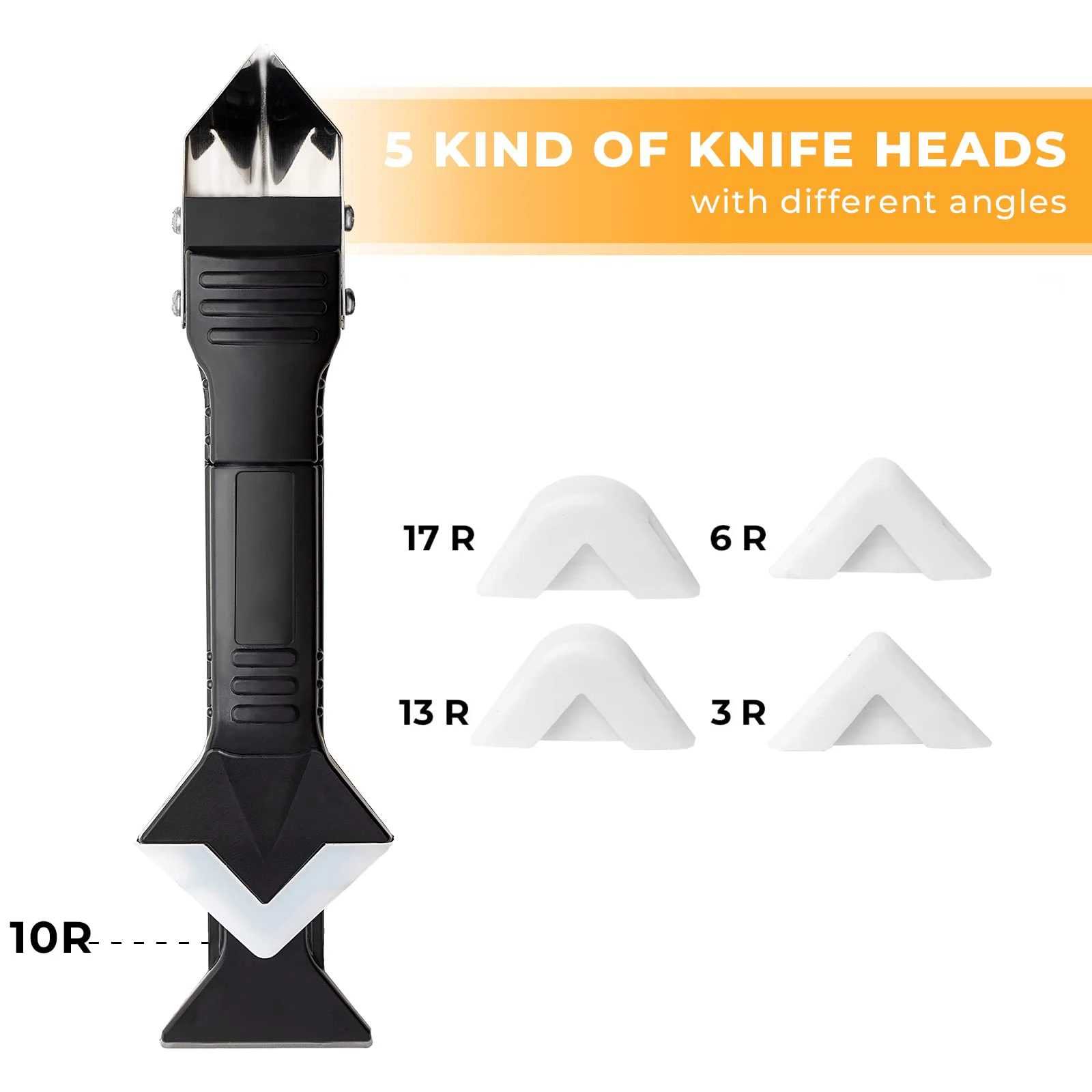 9PCS Ugello per mastice Applicatore Raschietto in silicone Sigillante per calafataggio Kit di strumenti per rimozione liscia Pavimento Mastice Finitore Accessori per malta