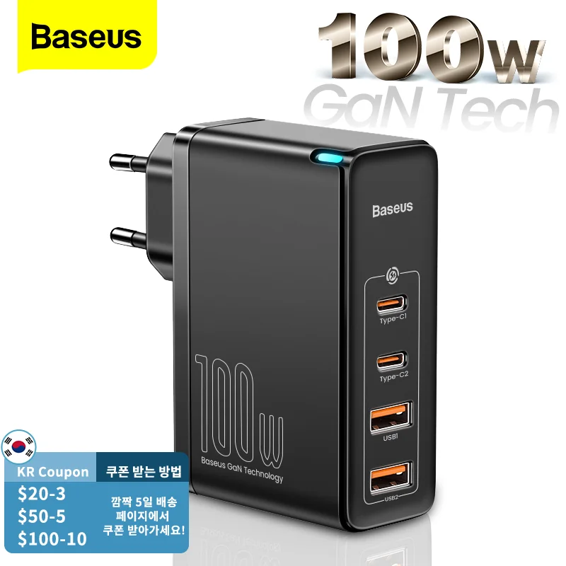 baseus 65w Baseus 100W GaN USB Type C Charger PD QC Quick Charge 4.0 3.0 USB-C Type-C Fast Charging Charger For iPhone 12 Pro Max Macbook charger 100w