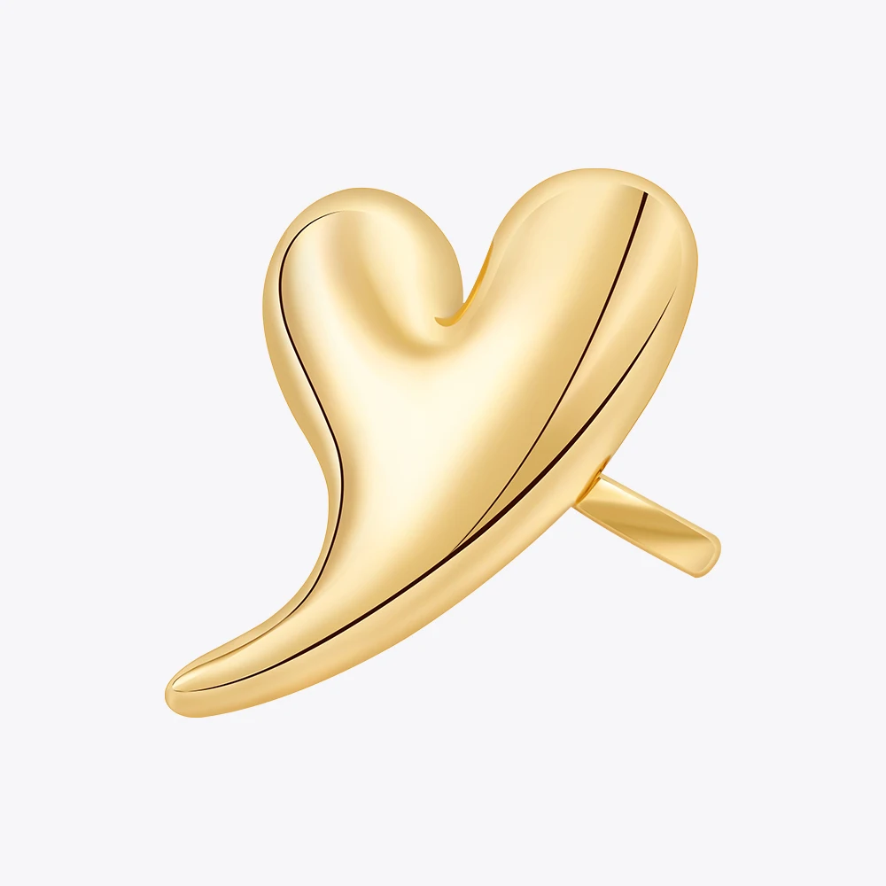 ENFASHION Large Heart Ring For Women Bi Finger Brass 18K Gold Plated Fashion Jewelry Copper Everydaywear Luck Romantic R234209