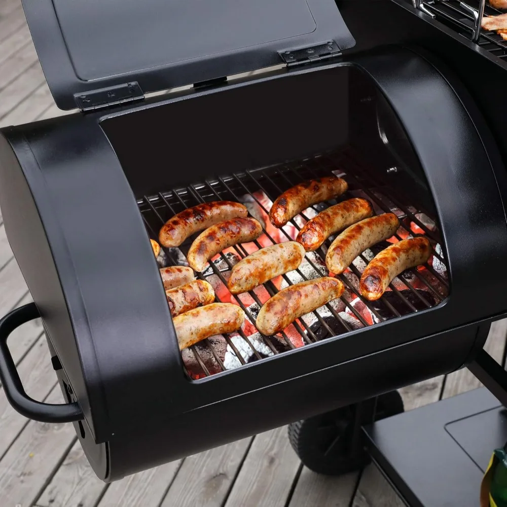 CC2036F Barrel Charcoal Grill with Offset Smoker,Outdoor Smoker with 1200 Sq. In.Cooking Area for Outdoor Barbecue Event 4