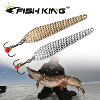 FISH KING 겨울 얼음 낚시 루어, 금속 스푼 베이트, 고음 후크 하드 루어, 농어 및 파이크 낚시용, 7g, 12g, 55mm, 70mm