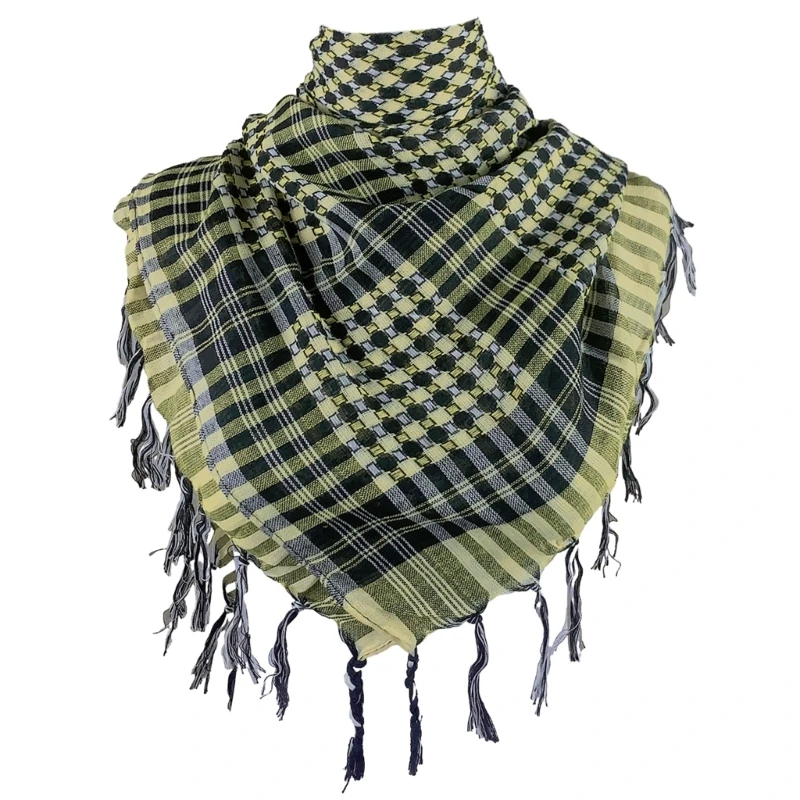 

Colorblock Houndstooth Shemagh Desert Scarf Arab Bandana Head Wraps with Tassels drop shipping