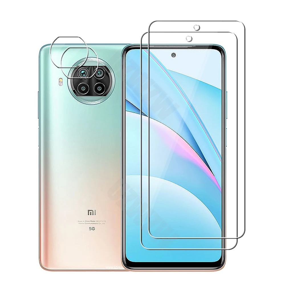 

(2+2) For Xiaomi Mi 10T Lite 5G (2pcs) Camera Lens Film & (2pcs) Screen Protector Tempered Glass Protective HD Clear Guard