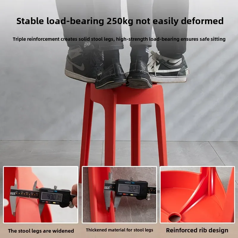 Thickened Plastic Stool Household Dining Table Soft Rubber Stool Simple High Bar Stool Nordic Living Room Backrest Round