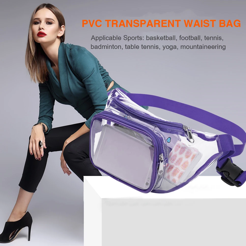 PVC Crossbody Bag Mini Fashion Unisex Chest Bag Clear Waterproof Jelly Storage Bags for Running Outdoor Fitness Travel