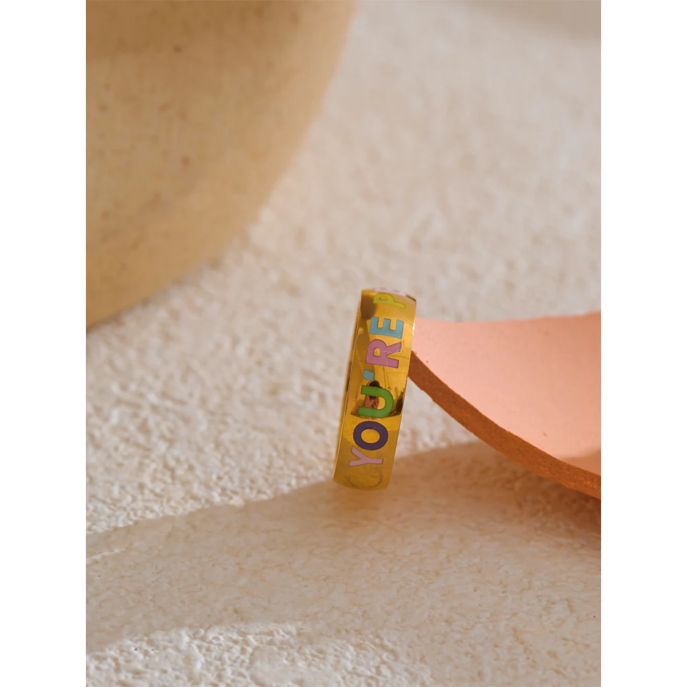 Yhpup Ring Stainless Steel 18K Gold PVD Plated