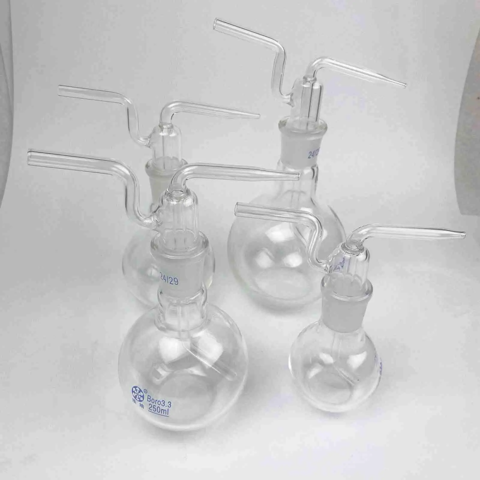 100ml 150ml 250ml 500ml Conical Ground Mouth Flat Flush Flask Lab Borosilicate Glass Gas Washing Bottle
