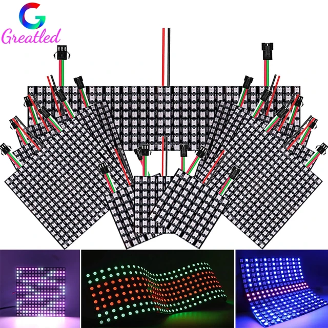 Panneau numérique Flexible adressable individuellement, 1 à 5 pièces, WS2812B, WS2812 8x8 16x16 8x32, Module de pixels Led, écran matriciel DC5V 1
