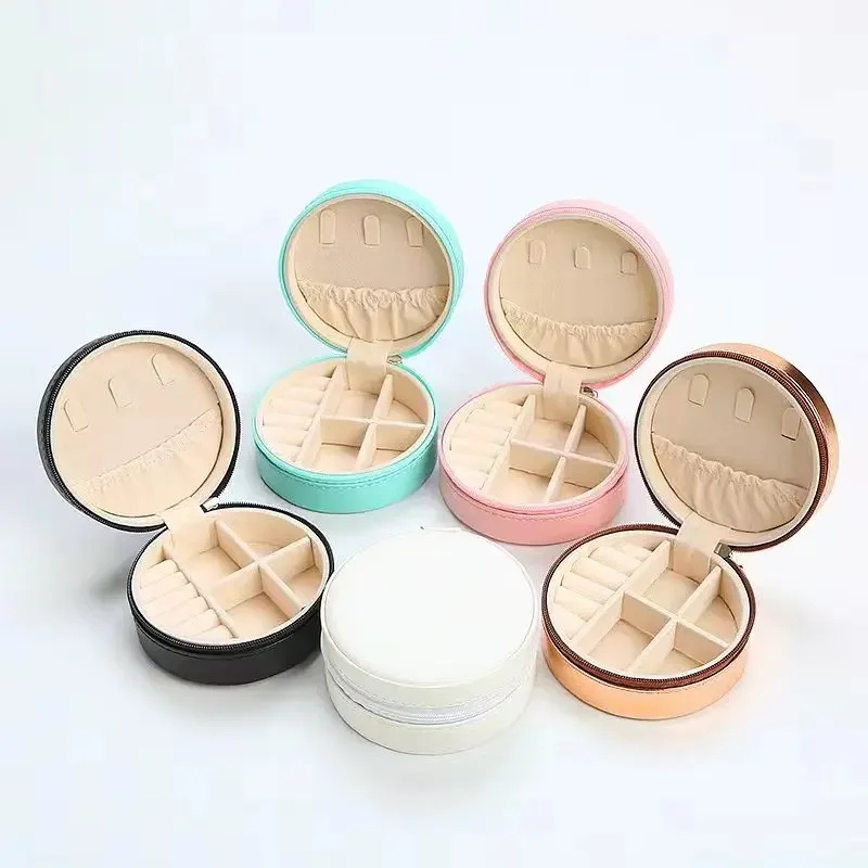Portable Multifunction Outdoor Travel Jewelry Box PU Leather Velvet Small Jewelry Storage Case Rings Bracelets Gifting Packaging