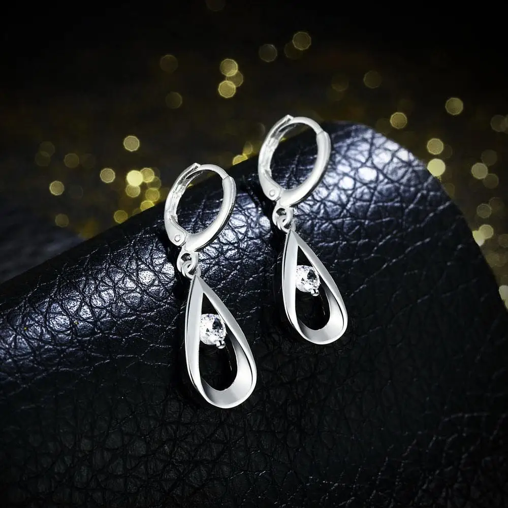 925 Sterling Silver Water Droplets Zircon earrings for Women Luxury Fashion Party Wedding Accessories Jewelry Christmas Gifts