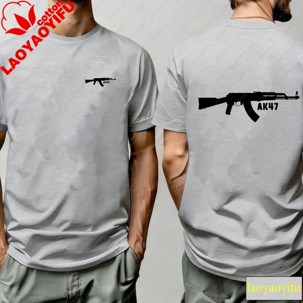 High-Quality Cotton Military Graphic Men's T-Shirt - Regular Fit, Short Sleeve