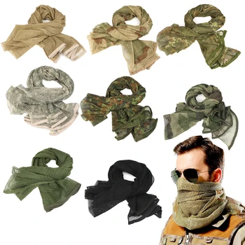 Tactical Scarf Camouflage Mesh Neck Scarf Military Net Keffiyeh Sniper Face Scarf Veil Shemagh Head Wrap Face Scarf Bandana