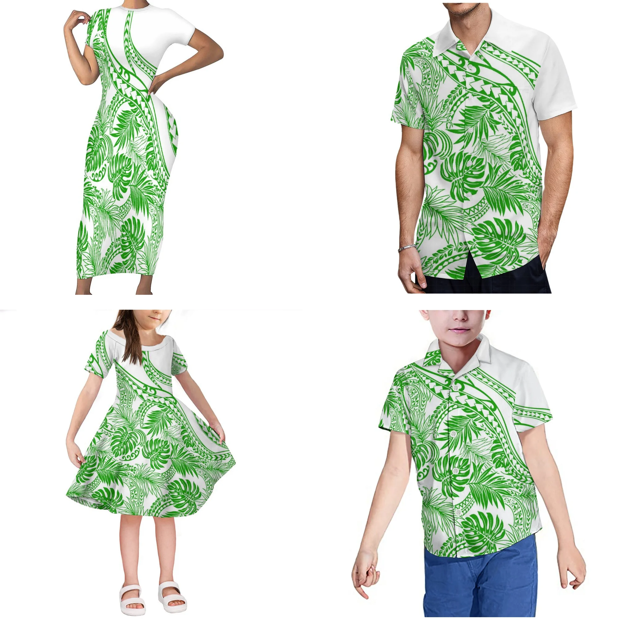 

Promotion Price Wholesale Custom Polynesian Tribal Family Matching Set Clothing Tonga Kids dress