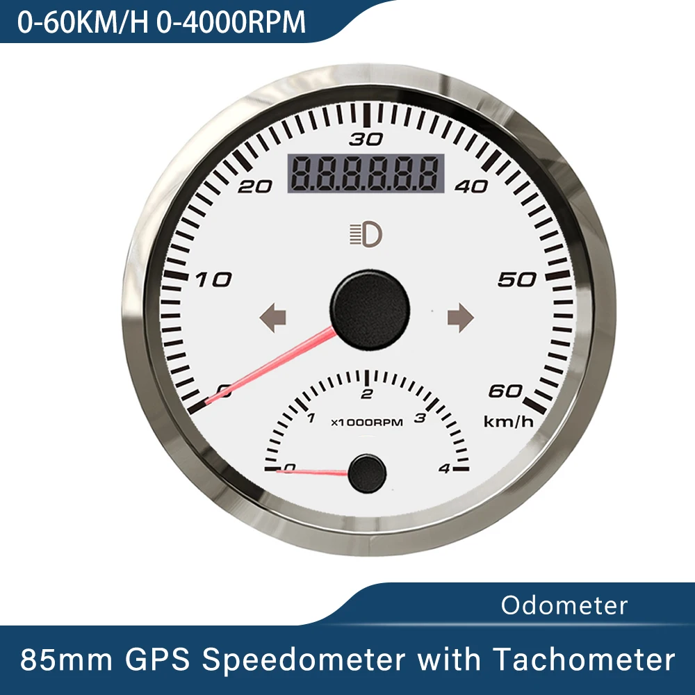 Universal 60 km/h 125 km/h 200 km/h 125 MPH 200 MPH GPS Speedometer Tachometer 0-4000 RPM 0-8000 RPM 85mm GPS Antenna 12V 24V