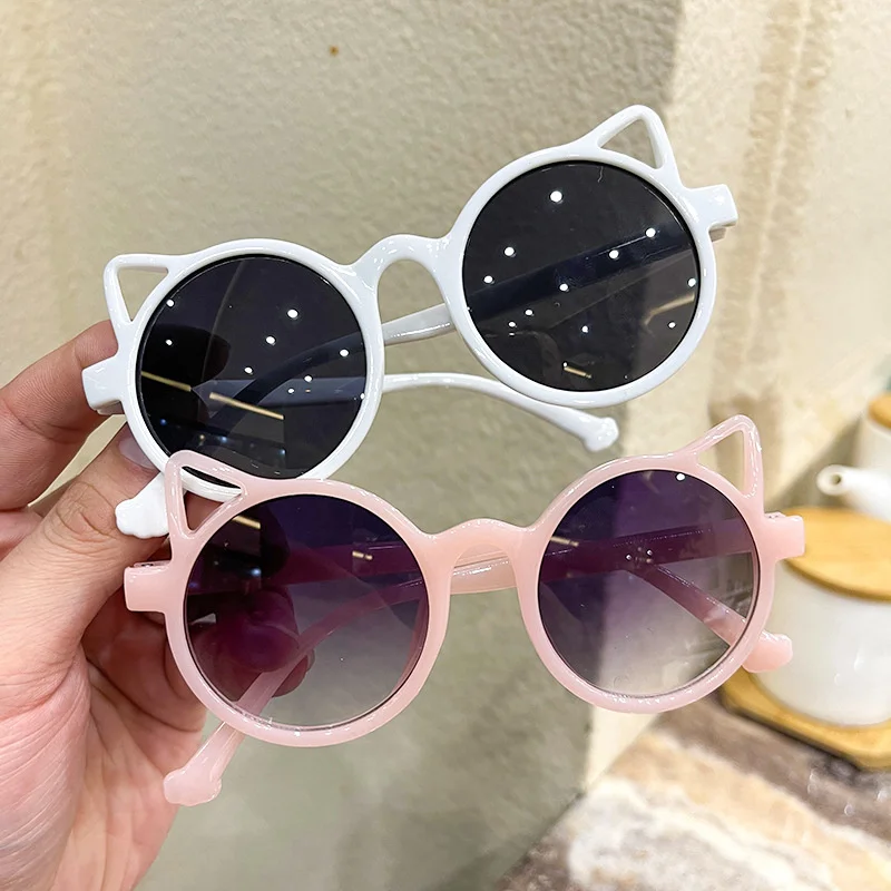 Children's SunglaSSeS Cat's Ears Round Colored SunShade Shopping Modeling Glasses fashion sunglasses kids sunglasses children sunglasses party sunglasses cosplay sunglasses