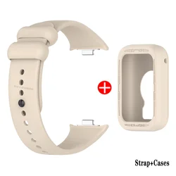 Silicone Sports Strap and Protective Case for Smartwatch Bracelet Accessories (Beige)