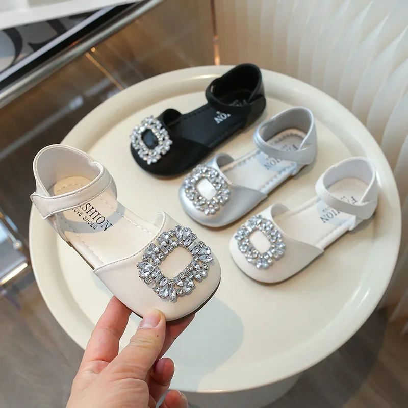 Girls Summer Sandals with Rhinestone Buckle for Kids