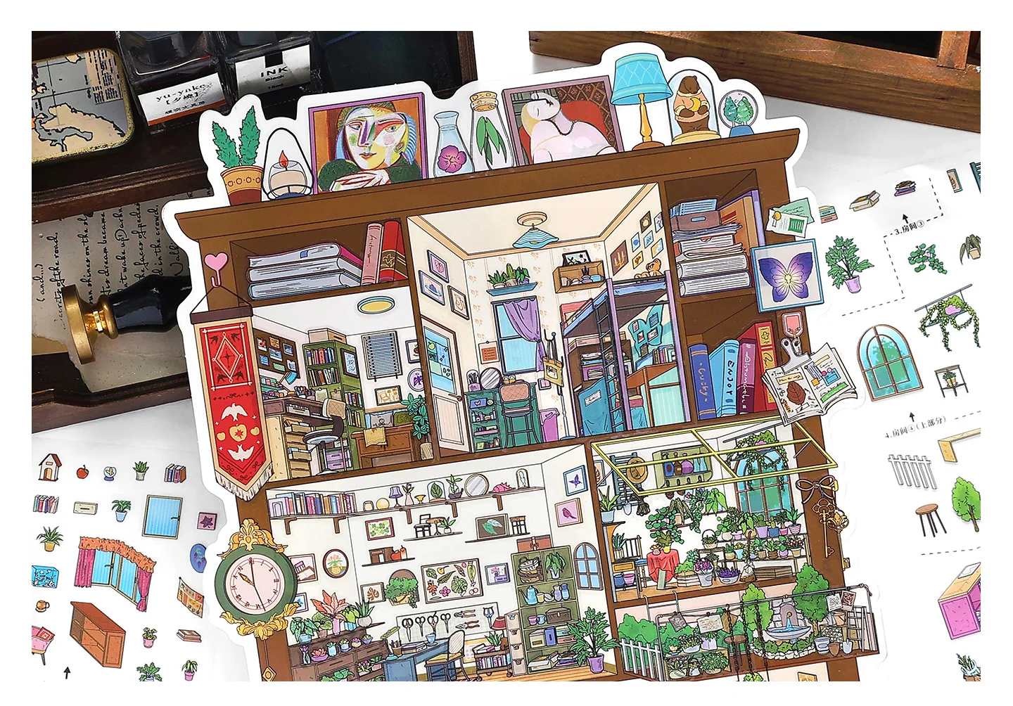 Kawaii Freizeit-Suite 3D Home Diary Landschaftsaufkleber DIY Taschenkabinenszene Weihnachtsgeschenke ﻿ – Detail 14