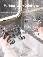 Hair Dryer Storage Rack Wall Mounted Non Perforated Household Bathroom Bracket Transparent Luxury Glacier Patterned Storage Tube 3