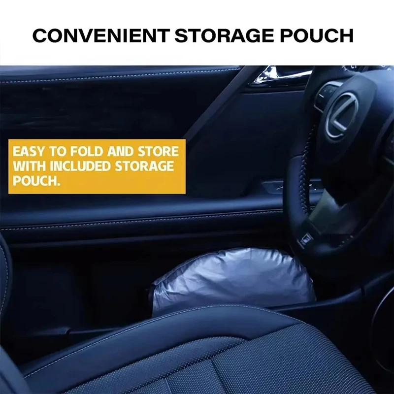 car sunshade Silver Coated Double Circle Car Sunshade Summer Sunshade And Sunscreen Cloth Universal Foldable Storage Car Front Windshie