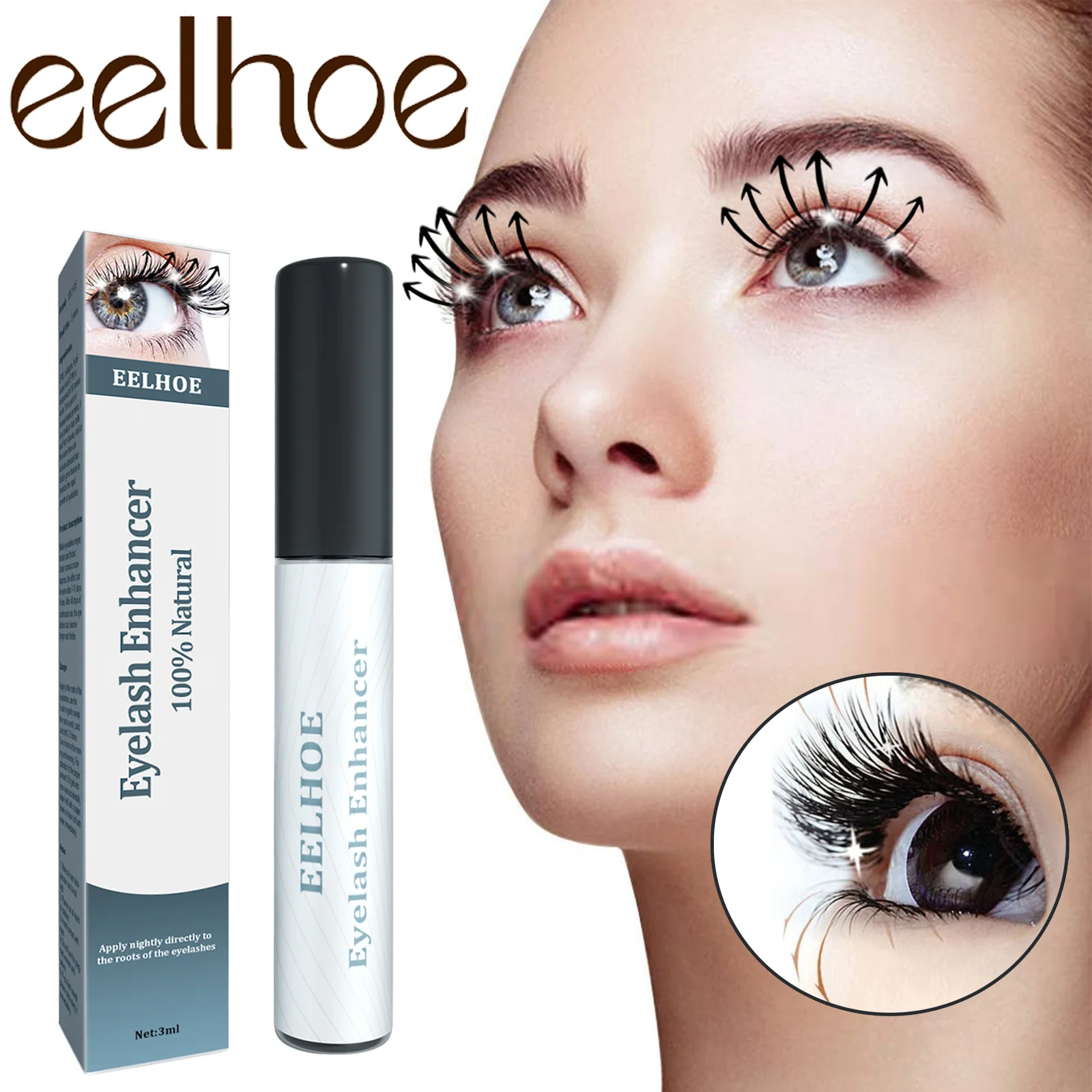 Eyelash Serum 3ml For Growth Collagen Hyaluronic Acid Lash Enhancer Natural Longer Thicker Lashes And Brows Nourishing Formula