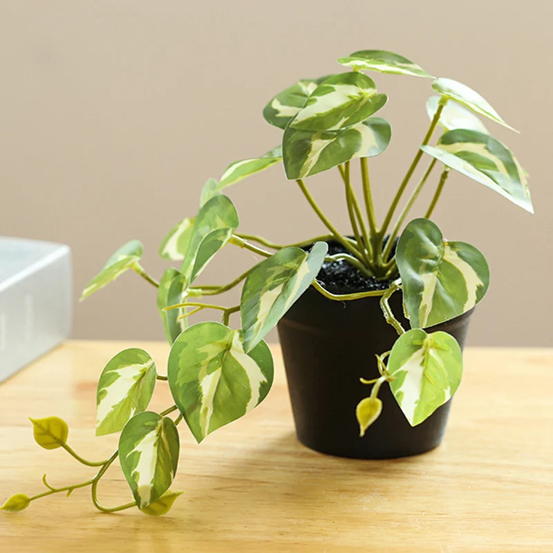 22cmSmallArtificialPlantsFakeMonsteraLeavesIndoorFauxTropical