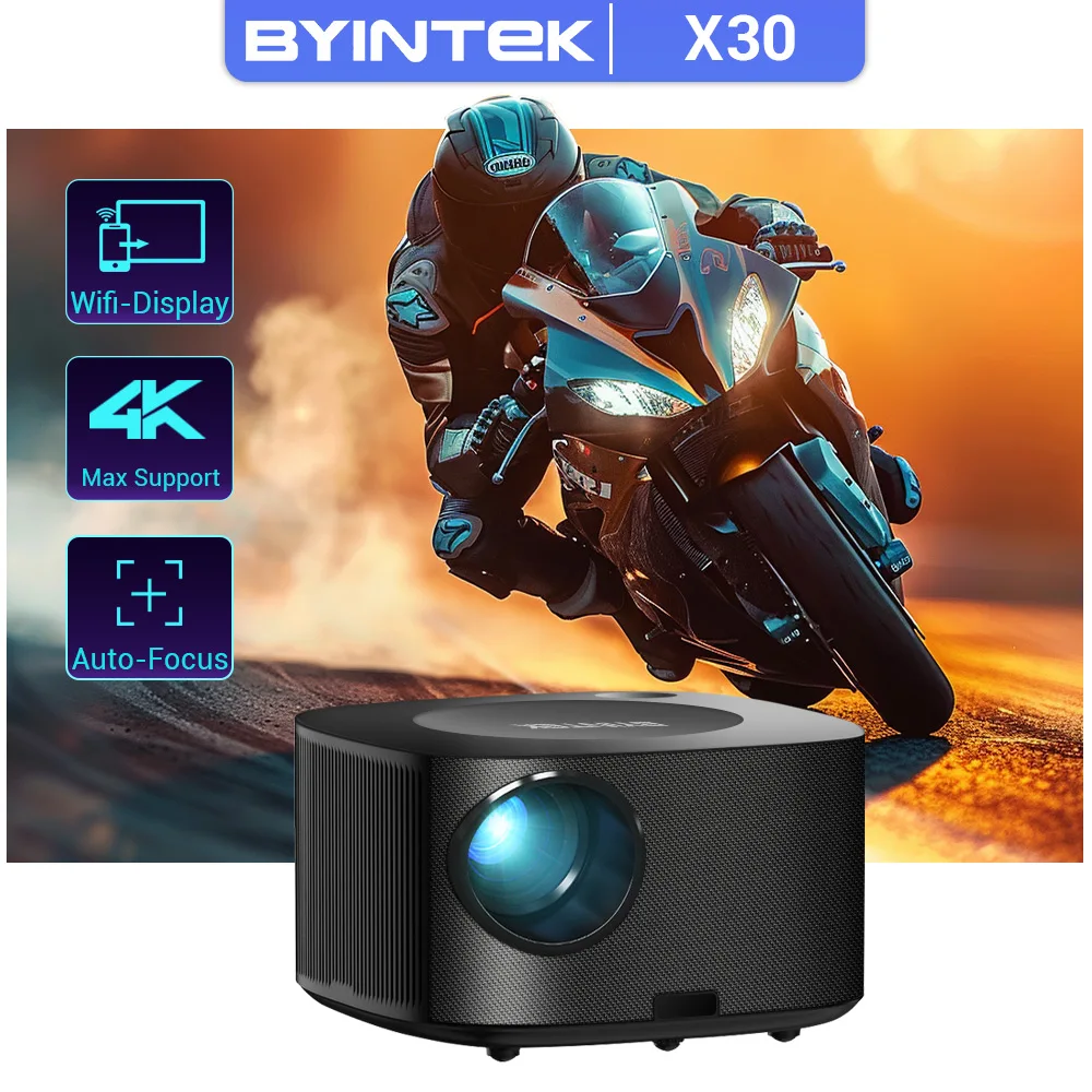 thumbnail image 1 of Proyector BYINTEK X30 Full HD 1080P Sistema de TV con licencia de Netflix Proyector de cine en casa con video LED LCD, WIFI, Dolby Smart y enfoque automático, 1 of 4