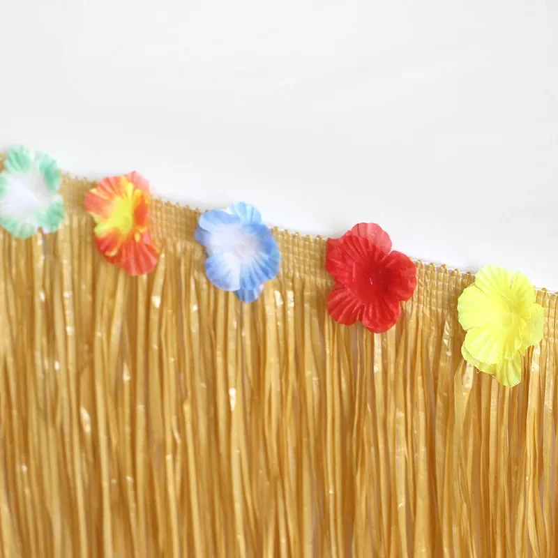 3 Sizes Straw Color Luau Grass Table Skirt Straw Hawaiian Summer Theme Party Supplies for Tropical Hawaii Party Decorations party supplies