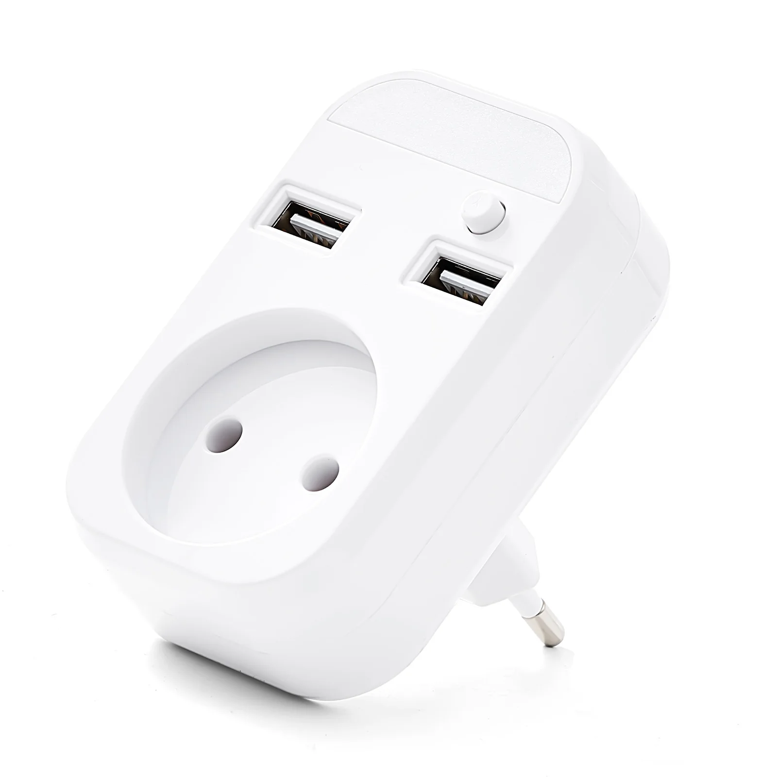 Universal USB Socket Adapter with Night Light and Switch - EU Standard Outlet