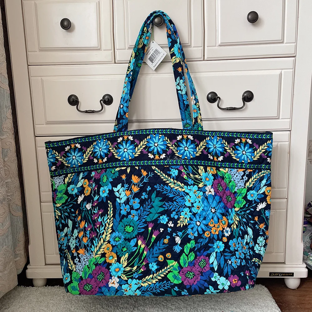 VB cotton print practical large-capacity shopping bag women's shoulder bag foldable lightweight beach bag