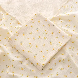 Soft Cotton Muslin Baby Blanket for Newborns - Lightweight Summer Bedding & Receiving Blanket (Yellow flowers)
