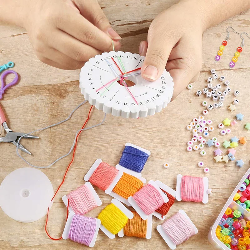 12 Styles Friendship Bracelet Kit With String And Letter Beads, Color Embroidery Floss, Elastic Cord, Braiding Disc, Findings Fo