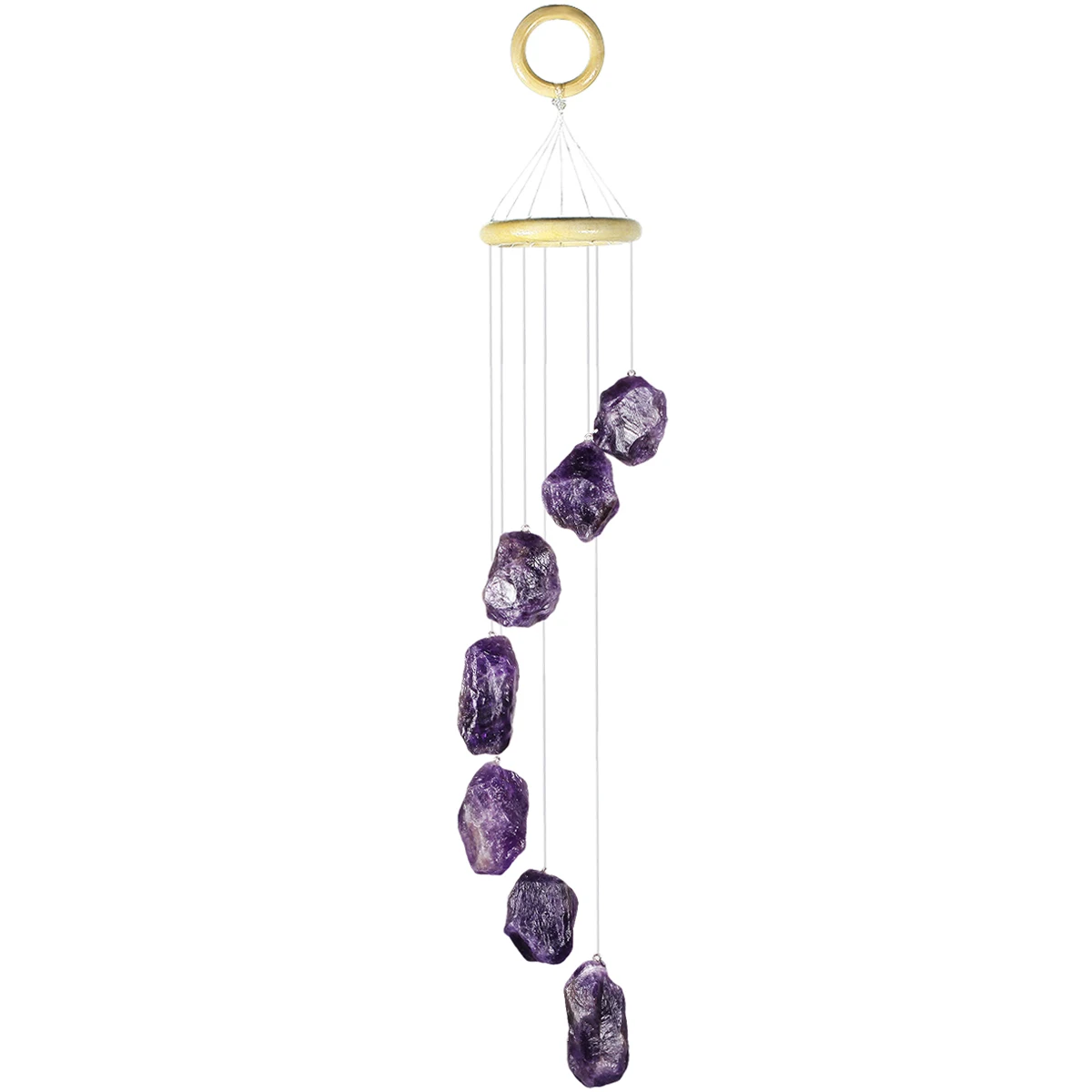 Natural Raw Gemstone Rough Crystal Stone Wind Chimes Reiki Healing Hanging Ornaments For Home Garden Decoration