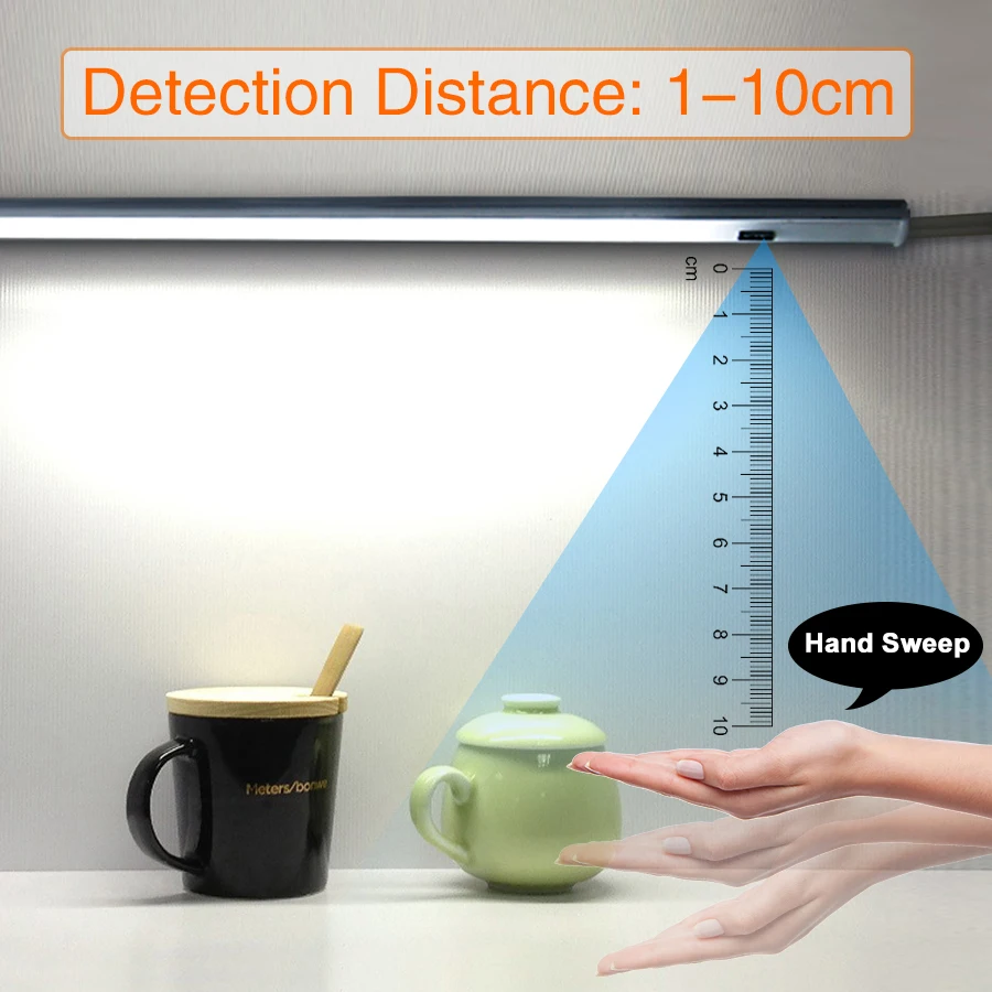 3 Colors Temperature Changeable LED Cabinet Lamp with Hand Scan Sensor Switch 30/40/50cm USB Cable Aluminium Closet Kitchen Lamp led night light led cabinet light under cabinet light cabinet lights led cabinet lights