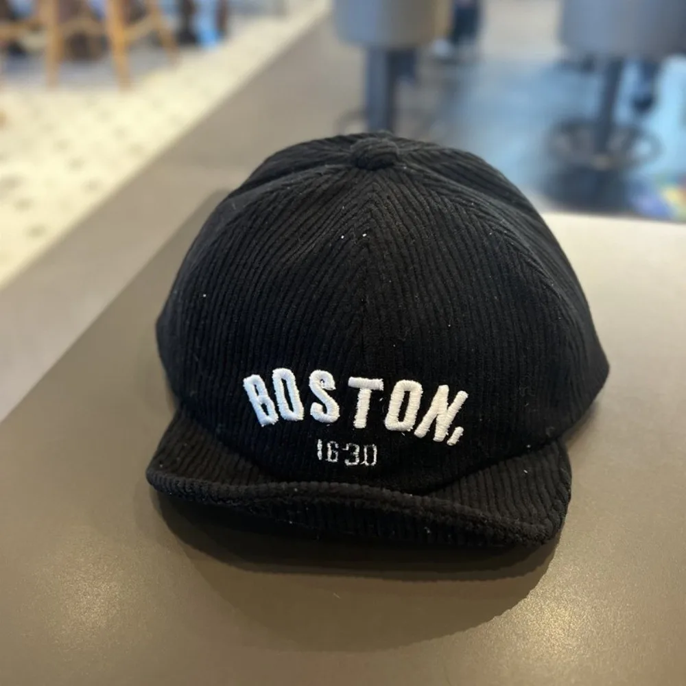 Corduroy Breathable Kids Cap with Embroidery Design