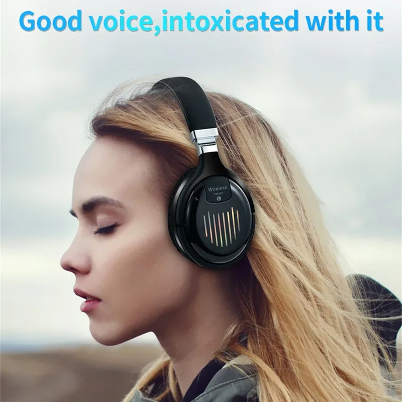 Auriculares inalámbricos con Bluetooth, cascos plegables con reproducción  de tarjeta SD TF, micrófono para juego de música, 10 horas - AliExpress