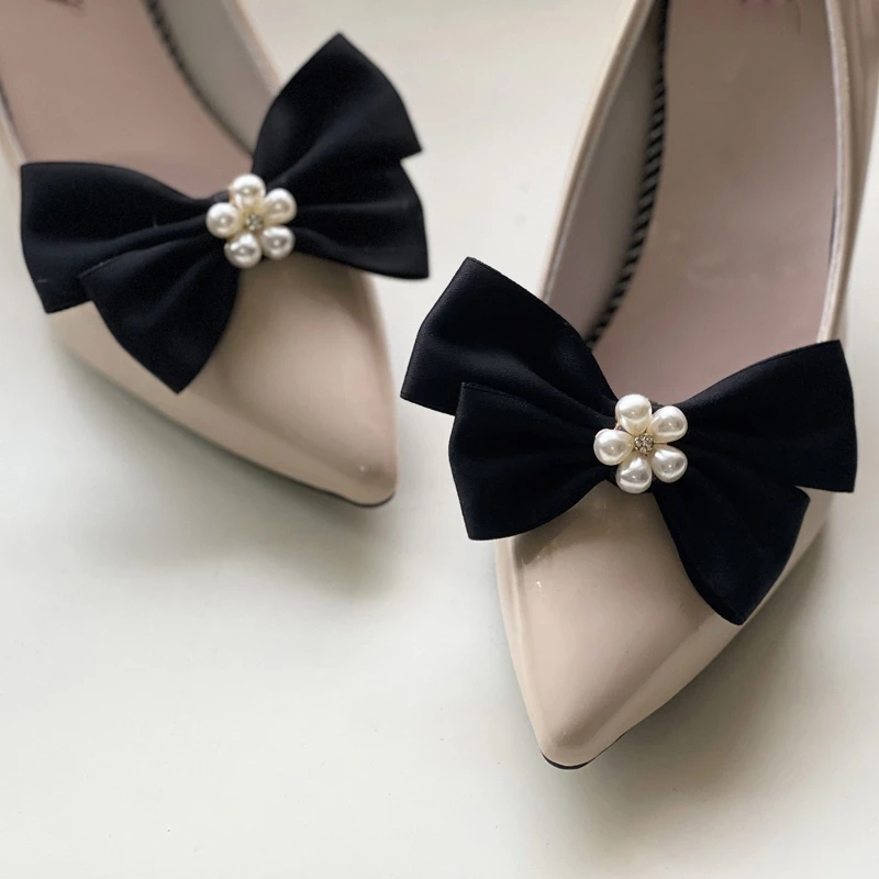 2pcs Shoe Clip Wedding Shoes High Heel Women Bride Decoration Rhinestone Shiny Decorative Clips Charm Buckle Pearl Shoes Clips