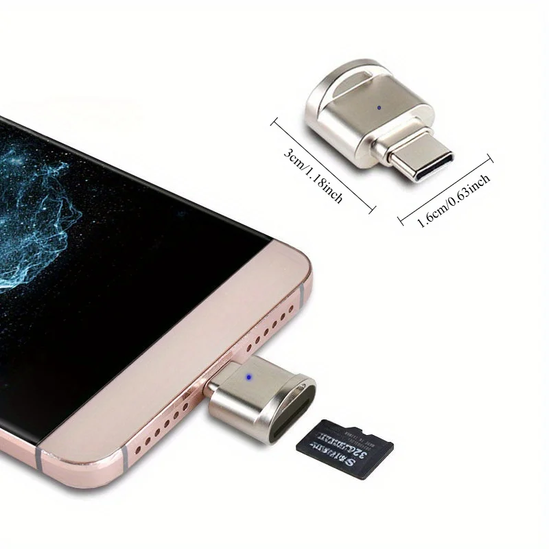 Universal Mini Metal USB-C SD and Memory Card Reader