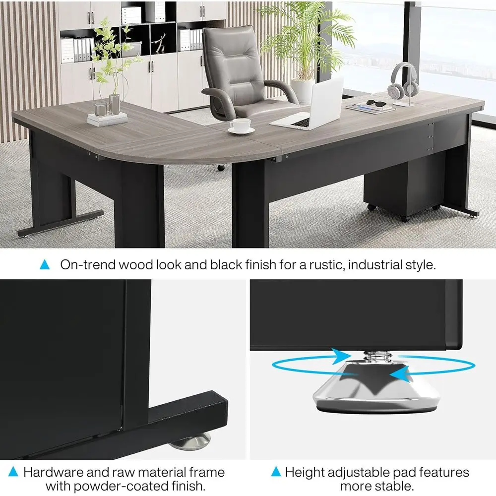 83 Inch L-Shaped Computer Desk with Storage