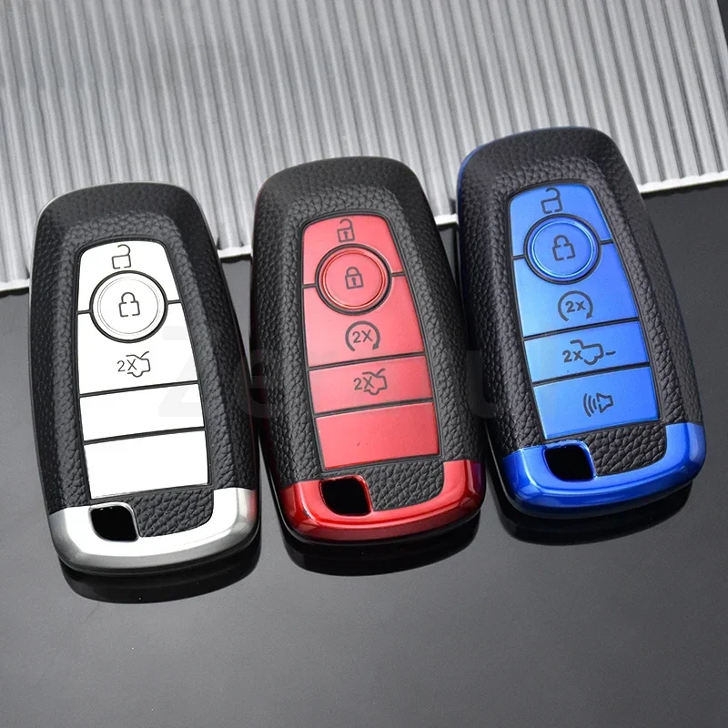 Premium TPU Leather Car Key Fob Holder Case Cover