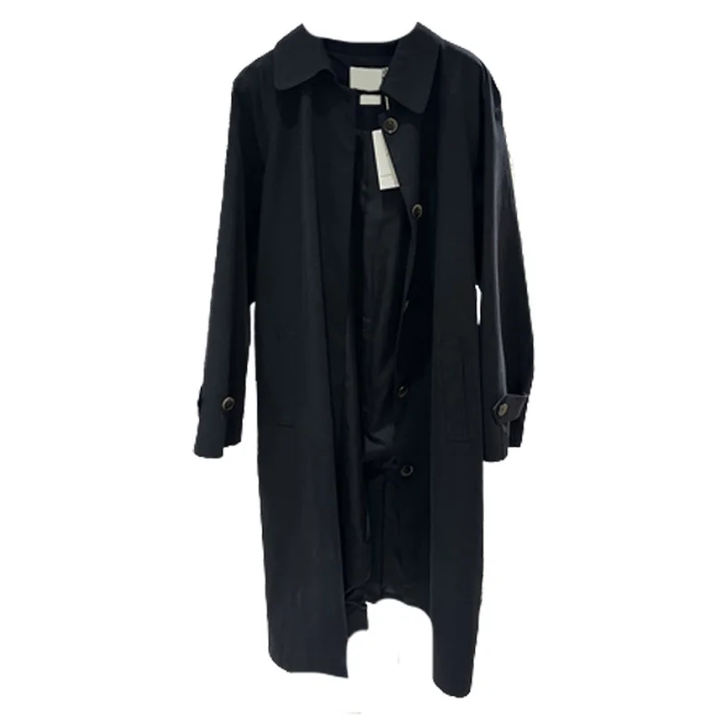 

VANOVICH Korean Style 2023 Autumn New Temperament Lapel Single-breasted Long-sleeved Trench Woman Solid Color Long Casual Coat
