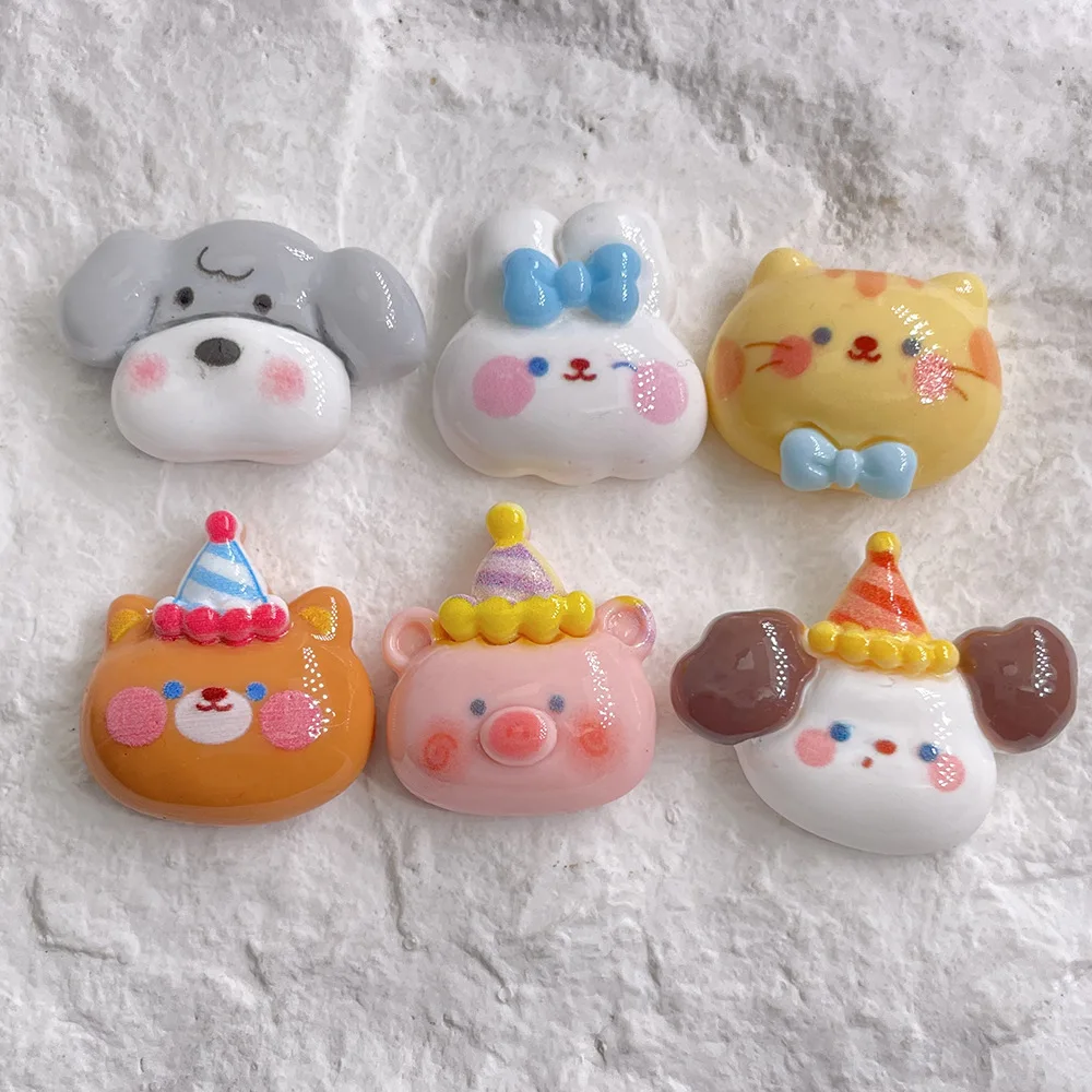 5pcs-Cute-Dog-Rabbit-Bear-Head-Flatback-Resin-Cabochons-Scrapbook ...