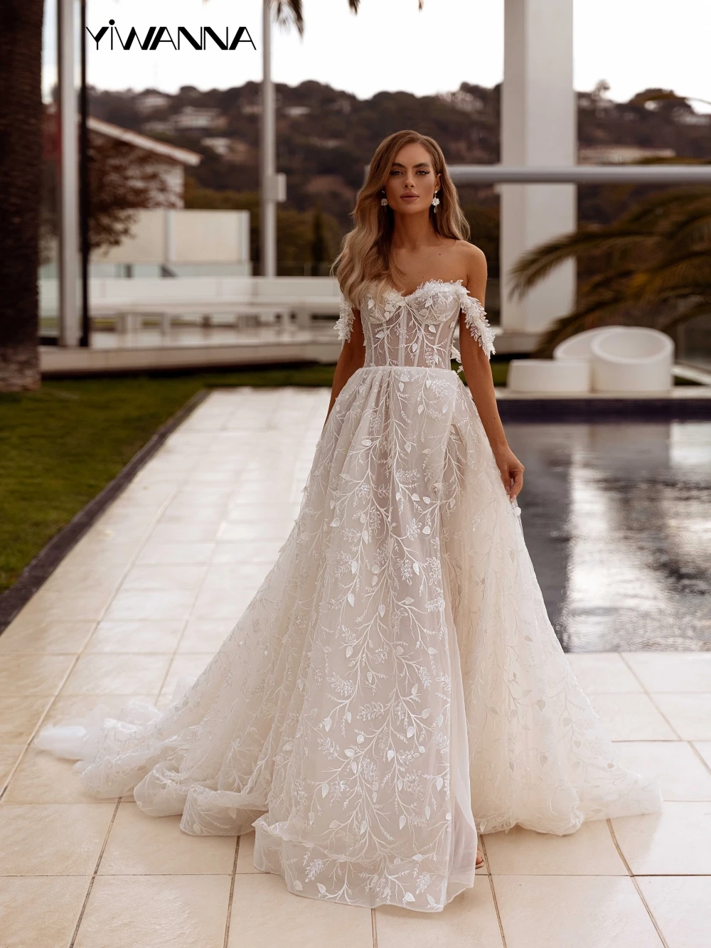 

Graceful Off The Shoulder Wedding Dress Sparkly Appliques Sequins Bridal Gown Classic A-line Long Bride Robe Vestidos De Novia