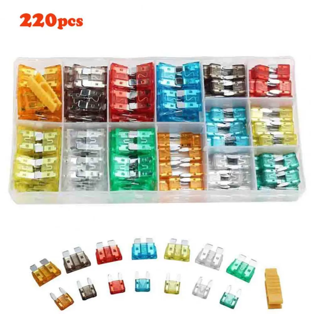 220Pcs Plug in Type Car Fuses Widely Used Accessories Reliable Durable