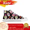 Sugar Skull All Souls Day Floral Skeleton Flowers Casual Cloth Shoes High Top Comfortable Breathable 3D Print Men Women Sneakers 1