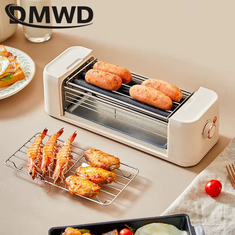 Smokeless Automatic Sausage grilling machine Thermostatic Barbecue grill Hotdog Roller Lamb Kebab Rotisserie Firepower control 2